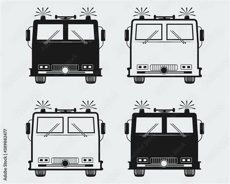 Fire Truck Vector Illustration Fire Truck Bundle Fire Truck Clipart Firetruck Fire Truck