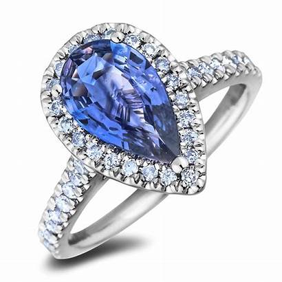Pear Ring Sapphire Shaped Engagement Diamond Halo