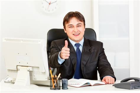 Smiling Businessman Showing Thumbs Up Gesture Stock Photo Image Of