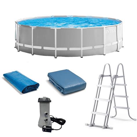 Intex 15 Foot X 48 Inch Prism Above Ground Swimming Pool Set And Ladder