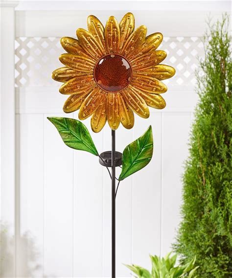 42 Sunflower Design Solar Lighted Garden Stake Single Pronged New