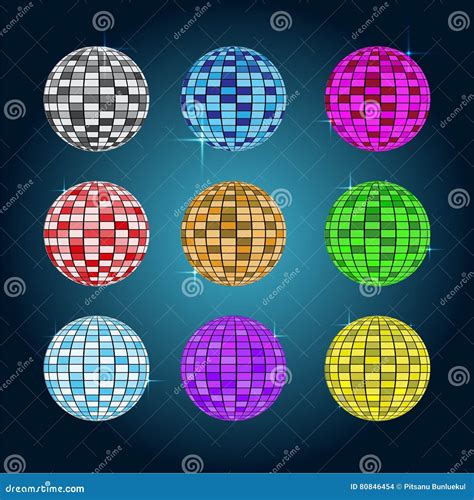 Set Of Disco Ball Vector Illustration Stock Vector Illustration Of