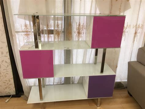 Mahogany finish with black handle. WHITE MODERN FROSTED GLASS 3 DOOR BOOKCASE - Able Auctions
