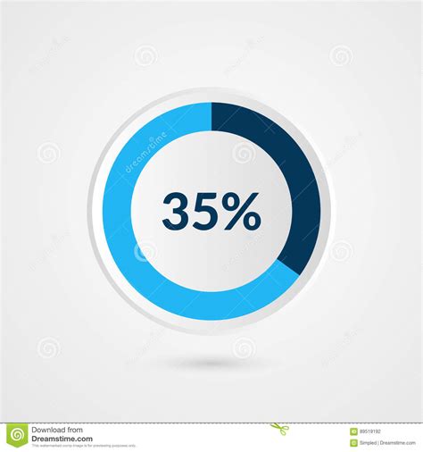 35 Percent Blue Grey And White Pie Chart Percentage Vector