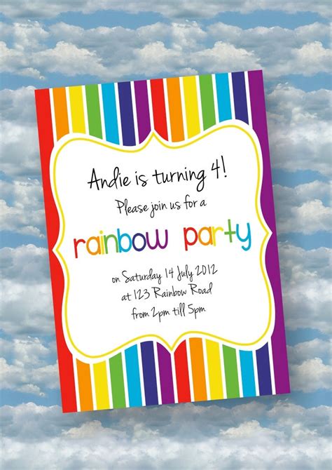 Rainbow Invitation Template Free