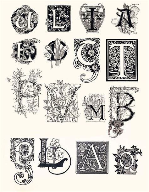 Art Nouveau Letters A Vintage Printable Digital Collage Etsy Alphabet
