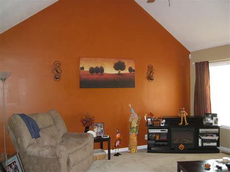 See more ideas about orange paint colors, burnt orange paint, orange paint. Orange Accent Wall Living Room | Simple Home Decoration ...