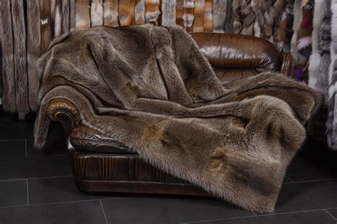 Canadian Raccoon Fur Blanket With Fur On Both Sides