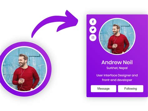 Animated Profile Card Ui Design With Hover Animation In Html Css By