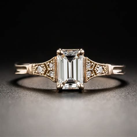 Vintage Style 56 Carat Emerald Cut Diamond Engagement Ring By Lang
