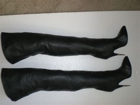 Ebay Leather A Deal On Vintage Black Leather Thigh Boots With Metal Heels