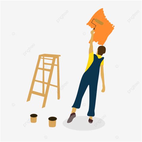 Flat Illustration Woman Vector Hd Png Images Woman Painting Wall Flat