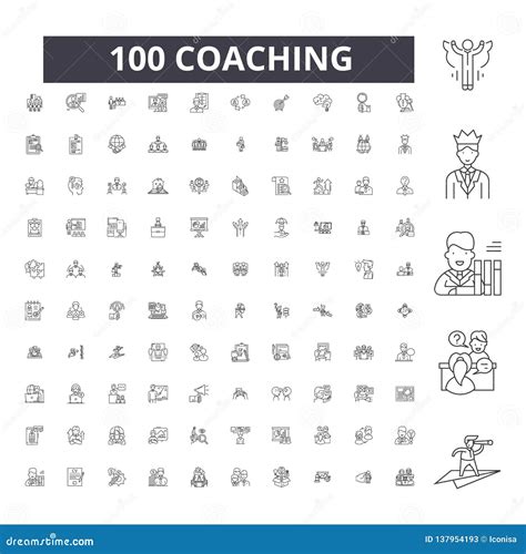Coaching Editable Line Icons 100 Vector Set Collection Coaching