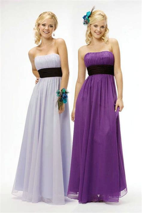 Strapless Chiffon Gown Black Bridesmaid Dresses Purple Bridesmaid