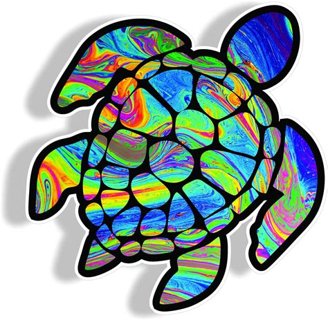 Sea Turtle Decal Swirling Colors Ocean Vinyl Sticker Graphic Decals