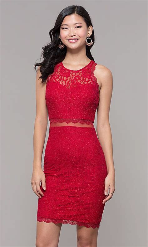 Short Fitted Red Lace Holiday Dress Dresses Holiday Party Dresses
