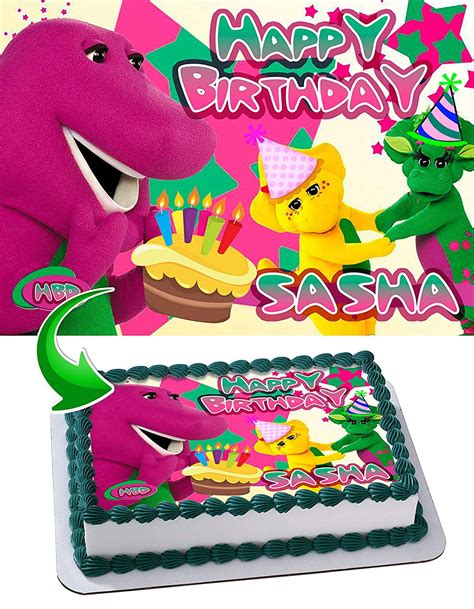 Barney Birthday Baby Bop Bj Riff Edible Cake Topper Image Abpid03583