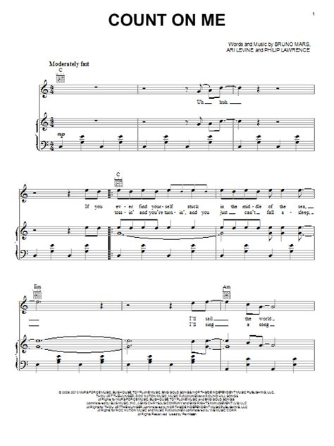 Song lyrics count on me. Count On Me sheet music by Bruno Mars (Piano, Vocal ...