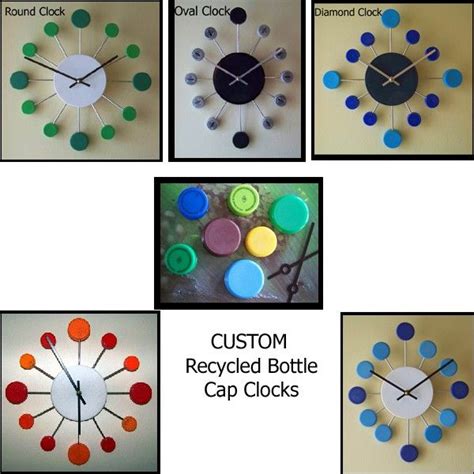 Recycled Bottle Cap Clock Bottle Top Crafts Bottle Cap Crafts