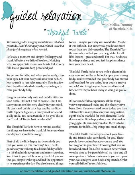 Guided Relaxation Script The Thankful Turtle Guided