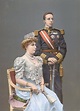 Alfonso XIII y Victoria Eugenia Reyes de Espana Photochrome original d ...
