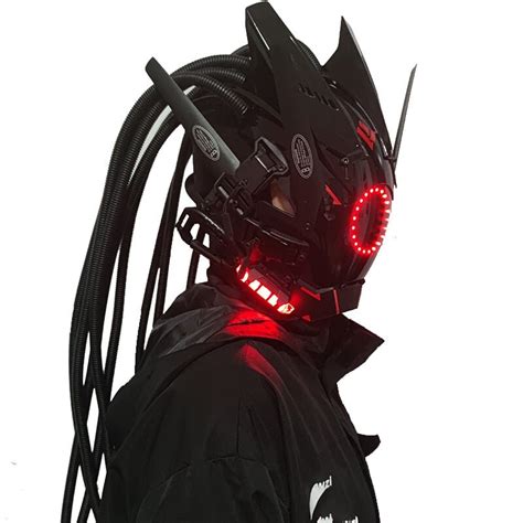 Cyberpunk Helmet Cosplay Black Samurai War Pipeline Deadlock