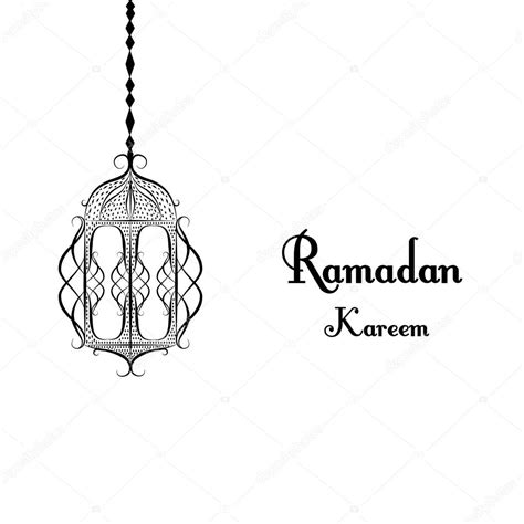 Black And White Traditional Lantern Of Ramadan Ramadan Kareem