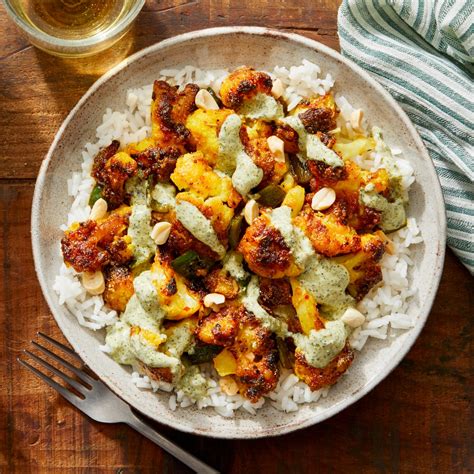 Recipe Indian Style Crispy Cauliflower With Rice And Creamy Cilantro