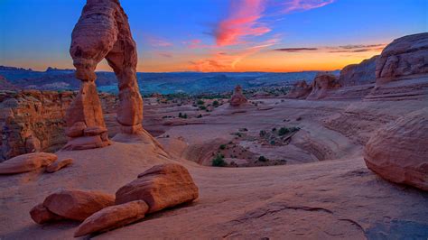 Natural Beauty Sunset Stone Gate Delicate Arch Arches National Park