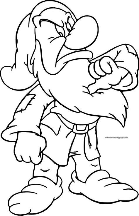 Grumpy Seven Dwarfs Coloring Pages Sketch Coloring Page