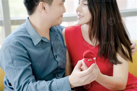 Babefriend Presenting Engagement Ring To Surprise Beloved Girlfriend Stock Photo At Vecteezy