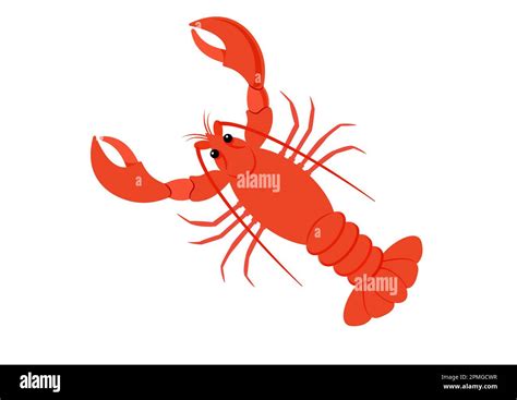 Cartoon Lobster In Flat Style Vector Illustration Of Lobster Isolated