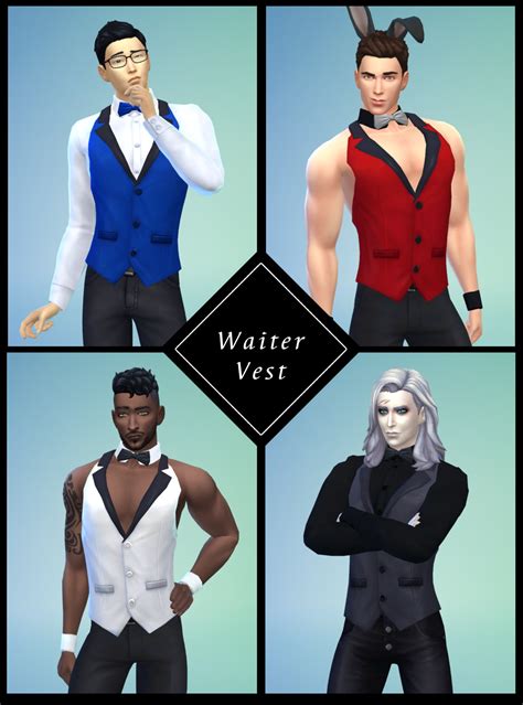 Waiter Vest And Sexy Waiter Vest Sims 4 Male Clothes Sexy Male Outfits