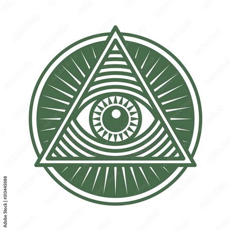 vector icon human world eye in engraved style one global color illuminati logo world order