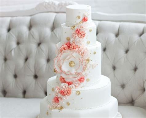 17 Best Images About Peach And White Wedding Cake Ideas On Pinterest