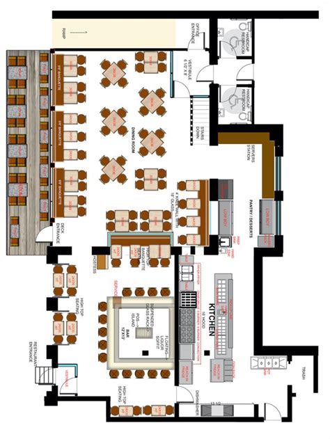 Restaurant Floor Plan Showing Placement Of Tables Chairs Bar And