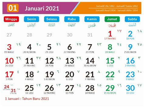Download Kalender Nasional Dan Jawa 2021  Kalender 2021 Lengkap