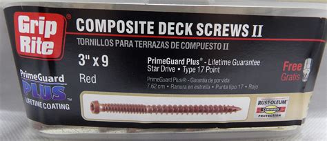 Grip Rite 3 X 9 Red Composite Deck Screws Ii Star Drive Type 17 Point
