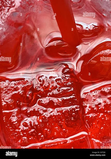 Looking Down Into A Large Cup Of Ice Cold Cherry Sprite The Cold Red
