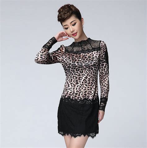 Buy Wholesale Sexy Dresses Fall Women Long Sleeve Stitching Lace Leopard Print Pink Black From