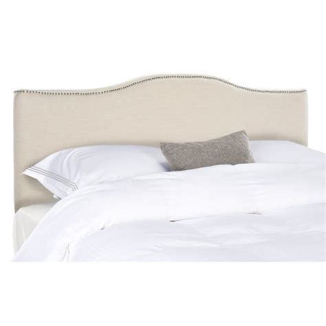 Safavieh Jeneva King Size Off White Linen Camelback Headboard Bed