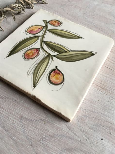 Hand Painted Tile Inspired By The Olive Tree Ready For Your Etsy
