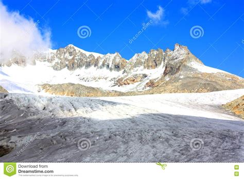 Glacier With Snow Capped Mountains Stock Photo Image Of