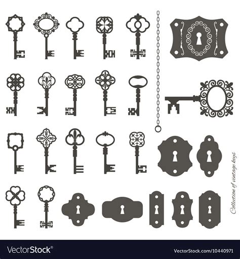 Vintage Keys And Keyholes Big Set Royalty Free Vector Image