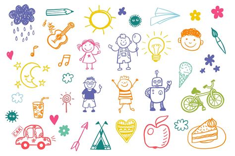 Childrens Drawing Vector Set Creative Daddy