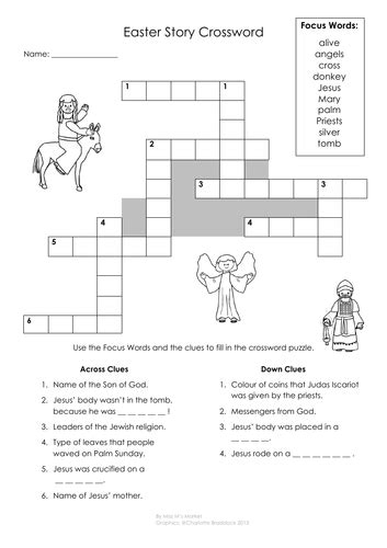 Christian Easter Story Crossword Teaching Resources