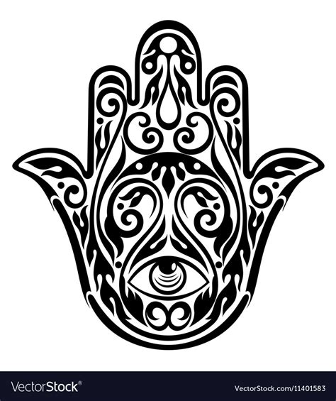Attached to the middle finger are the index finger and the ring finger, which are a little shorter than the center finger, but share the same size between them. Hamsa Hand of Fatima Royalty Free Vector Image