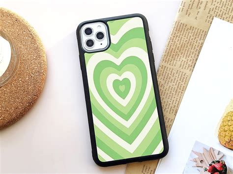 Green Hearts Phone Case For Iphone 12 Mini Case 12 11 Pro Max Etsy