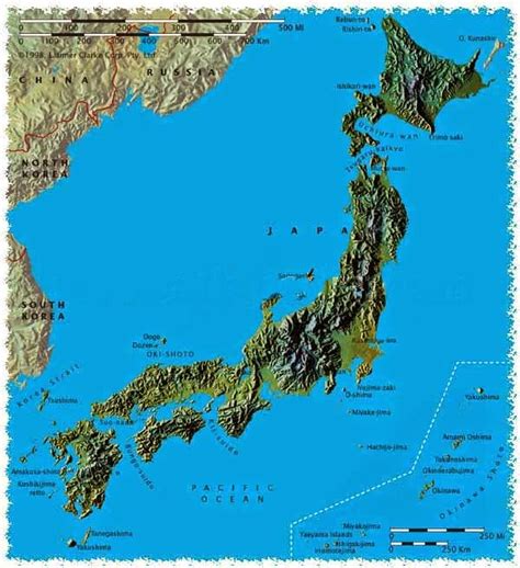 Physical Features Map Of Japan Japan Islands In The Pacific