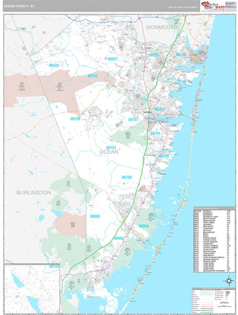 Ocean County Nj Wall Map Premium Style By Marketmaps